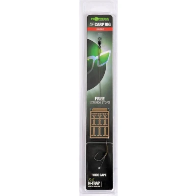 Afbeelding van Korda DF Carp Rig Barbed (incl Free Extenda Stops) Haak Wide Gape Soft N Trap 20lb Maat : 8