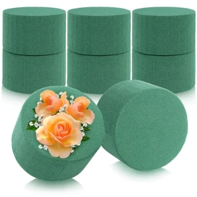 Afbeelding van COM FOUR® 8x potgrond voor bloemstukken in cilindrische vorm potschuim verse bloemen spons knutselen bruiloft, Pasen en verjaardag (08 stuks cilinder)