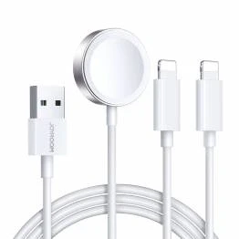 Afbeelding van Joyroom 3 in 1 USB kabel met 2x Lightning connector en Apple Watch oplader