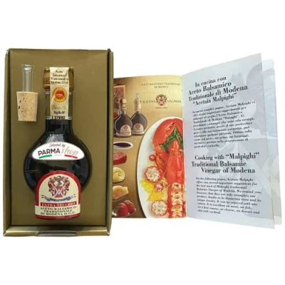 Afbeelding van Traditionele balsamico azijn Dop Malpighi 25 jaar oud Modena Italië + receptenboek