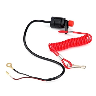 Afbeelding van Tether kill Switch Kit voor buitenboordmotor, 12 V DC, motorfiets, buitenboord, ATVS, grasmaaier, noodmotor, stop, schakelaar, W/Tether Lanyard koord