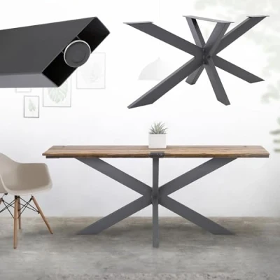 Afbeelding van ML Design Tafelpoten X Design, antraciet, 78x71x150 cm, gemaakt van metaal