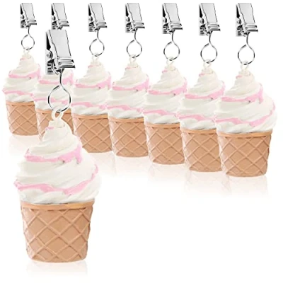 Afbeelding van COM FOUR® 8x tafelkleedgewichten weerbestendige met clip tafelkleedclip in ijsdesign ca. 40 gr (veelkleurig ijs)