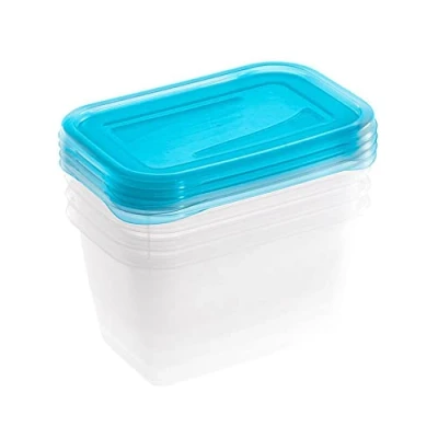 Afbeelding van keeeper Vershoudbakjes, 4 delige set, x 750 ml, 15,5 10,5 8,5 cm, Fredo Fresh, doorzichting blauw
