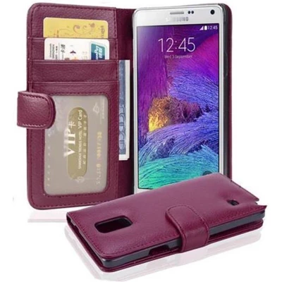 Afbeelding van Cadorabo Hoesje geschikt voor Samsung Galaxy NOTE 4 in BORDEAUX PAARS Beschermhoes met magnetische sluiting en 3 kaartsleuven Book Case Cover Etui