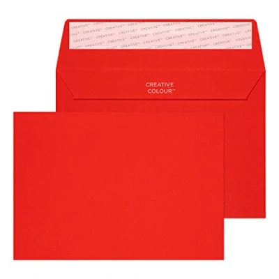 Afbeelding van Blake Creative Colour C6 114 x 162 mm 120 g/m² Peel &amp; Seal Wallet Enveloppen (15106) Pijler Box Rood Pack van 25