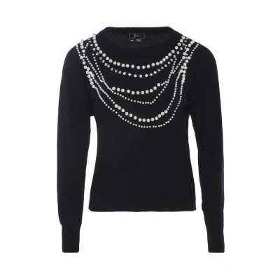 Afbeelding van faina Dames pin kraal ketting design gebreide trui zwart maat XS/S, zwart, XS