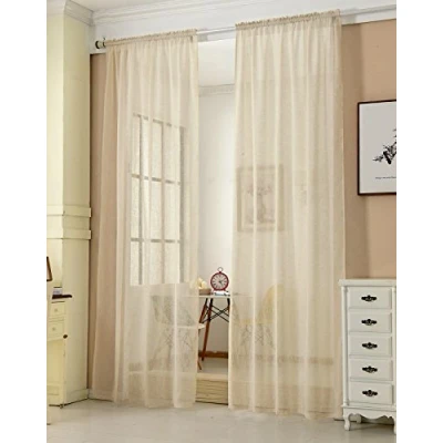 Afbeelding van WOLTU Set van 2 Doorschijnende Gordijnen semi verduisteringsgordijn 140x225cm,semi verduisterend voor woonkamer en slaapkamer,Zand VH5860sd
