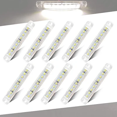 Afbeelding van Teguangmei 10 Stks LED Zijmarkeringslichten,12 24V 9SMD Wit Zijpositielicht Markeringslichten,Gebruikt Voor Auto Vrachtwagen Aanhangwagen Caravan en Achtermarkering Zijlichten Waterdicht