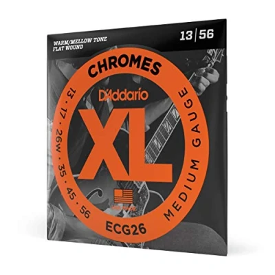 Afbeelding van D&#039;Addario ECG26 Chromes 13 56 Flat Wound Medium flatwound gitaarsnarenset