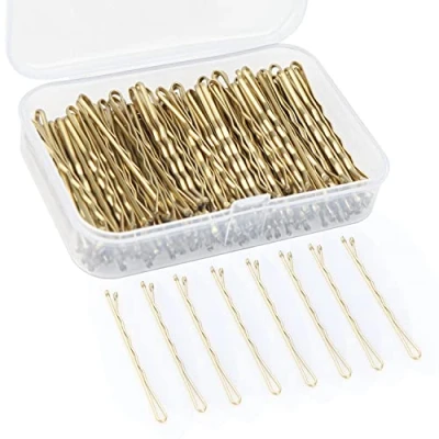 Afbeelding van 150 stuks Bobby Pins, haarspeldjes, haargrepen Kirby Grips voor vrouwen, haarstylingspelden met opbergdoos (blond)