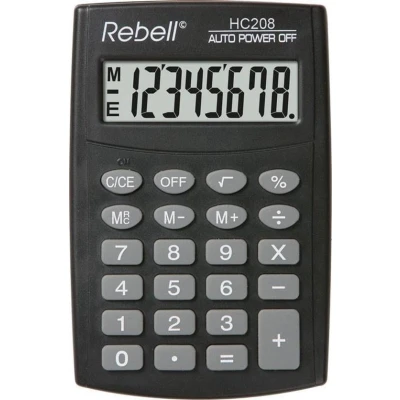 Afbeelding van Rebell RE HC208 Eenvoudige rekenmachine, 8 cijferig LCD display en drievoudige geheugenfunctie, zwart