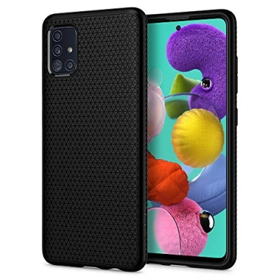 Afbeelding van Samsung Galaxy A51 Hoesje Siliconen en TPU (zacht) Spigen Softcase/Backcover Zwart Telefoonhoesje Shockproof/Valbescherming
