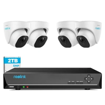 Afbeelding van Reolink 5MP PoE beveiligingscamera systeem, 8CH CCTV systeem met 2TB Hard Drive NVR en 4X Outdoor IP Camera&#039;s, 30m nachtzicht bewegingsdetectie op afstand voor thuisgebruik, RLK8 520D4