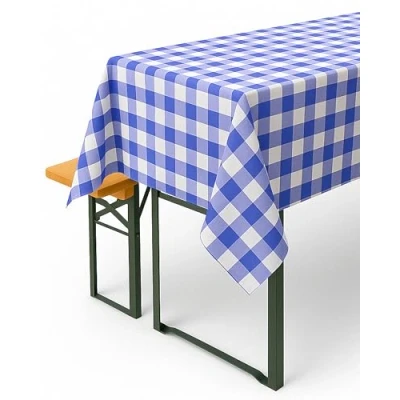 Afbeelding van TextilDepot24 Geruite tafelkleed, 20 mm, 100% katoen, voor landhuis, boer, 100 x cm, geruit in blauw en wit