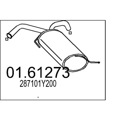 Afbeelding van MTS 01.61273 Einddemper 880mm KIA: Picanto II (TA) 1.0, 1.0 LPG 2011
