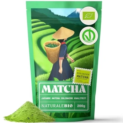 Afbeelding van Biologische Matcha Thee in poeder Culinaire Kwaliteit 200 gram. Bio Japanse Groene Thee. Geproduceerd Uji, Kyoto Japan. Ideaal voor desserts, smoothies, melk en als ingrediënt.
