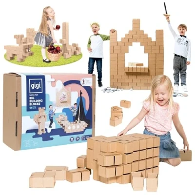 Afbeelding van GIGI Bloks XL kartonnen bouwsteentjes Mega Fort Bouwset 96 stuk set In elkaar grijpend systeem maakt het mogelijk om een huis te maken Bouwpakketten Voor Kinderen