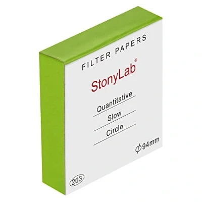 Afbeelding van stonylab Kwantitatief Filterpapier, 100 Pak Langzame Stroomsnelheid Cellulose Filter Papier Rond met 10 Micron Deeltjesretentie, 94 mm Diameter