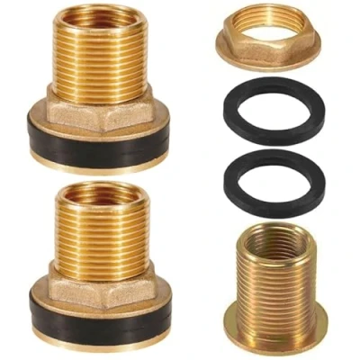 Afbeelding van LCOUACEO 3 stuks regentondoorvoer, messing tankschroefverbinding, vatschroefverbinding met 1/2 inch buitendraad x 3/8 binnendraad, slangconnector voor kranen, watertonnen, watertanks