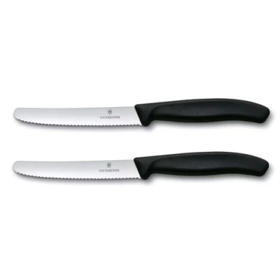 Afbeelding van Victorinox Keukenmessenset, 2 stuks, 11 cm, extra scherpe gekartelde rand, tafelmes, ergonomische handgreep, vaatwasmachinebestendig