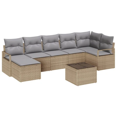 Afbeelding van vidaXL 8 delige Tuin Sofa Set met Kussens Zwart Poly Rattan
