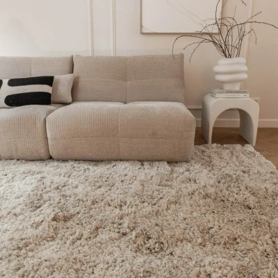 Afbeelding van Hoogpolig Vloerkleed Pilo Beige Polyester Interieur05
