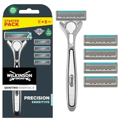 Afbeelding van Wilkinson Sword Quattro Titanium Sensitive 4 scheermesjes + 1 lemmet
