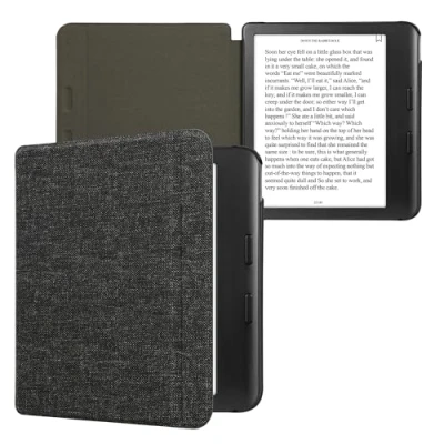Afbeelding van kwmobile hoes geschikt voor Kobo Libra Colour Stoffen beschermhoes e reader in donkergrijs