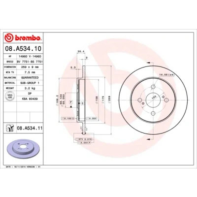 Afbeelding van Brembo Remschijf 08.A534.11