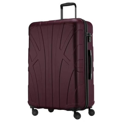 Afbeelding van Suitline grote harde koffer trolley, reiskoffer check in bagage, TSA, 76 cm, ca. 86 liter, 100% ABS mat burgundy
