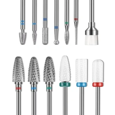 Afbeelding van 13 stuks nagelboren set, Boren voor nagels, 3 wolfraamcarbide + stks keramische Efile Nail 6 Diamond 1 Borstel, 3/32 inch Bits Boor