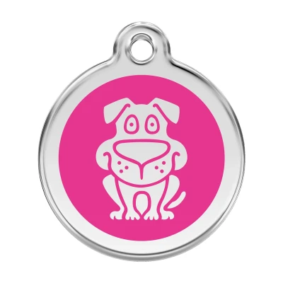 Afbeelding van Dog Hot Pink roestvrijstalen hondenpenning large/groot dia. 3,8 cm RedDingo