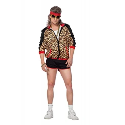 Afbeelding van Wilbers &amp; Jaren 80 90 Kostuum Retro Trainingspak Sportieve Krachtpanter Man Bruin, Zwart Small Carnavalskleding Verkleedkleding