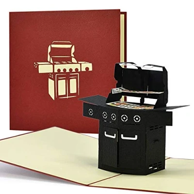 Afbeelding van Diese Klappkarten 3D pop up verjaardagskaart, verjaardagskaart voor vrouw en man met envelop, kaart verjaardag, cadeaukaart motief, BBQ grill