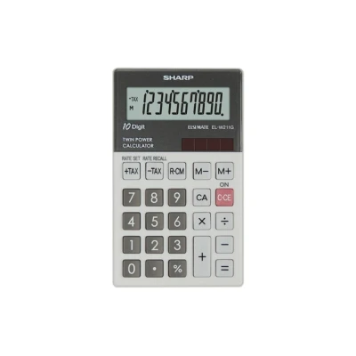 Afbeelding van Calculator Sharp ELW211GGY grijs hand 10 digit