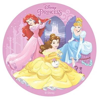 Afbeelding van Dekora 114377 Disney prinsessen taarttopper gemaakt van eetpapiergemaakt rijstpapier, roze 20 cm