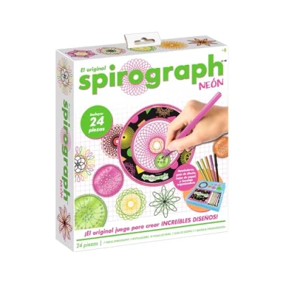 Afbeelding van Spirograph Neon kids Set Spirograaf Tekenset Art Design Voor Kinderen vanaf 8 jaar En Volwassene 24 delig