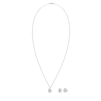 Afbeelding van Elli Jewelry SET Flower Oorbellen, Dames, Maat: 40, Silberfarben