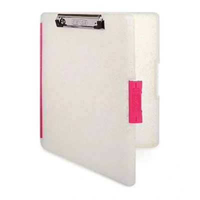 Afbeelding van Dexas Slimcase 2 opbergklembord met zijopening, glitter roze clips