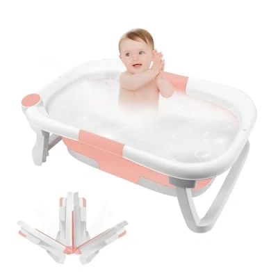 Afbeelding van OHMG opvouwbare babybadkuip, babybadkuip met frame, badzitje voor baby&#039;s, eerste uitrusting pasgeborenen, antislip, draagbare