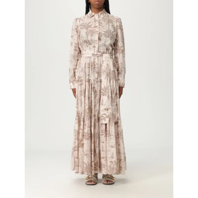 Afbeelding van Patterned Button Up Long Sleeve Tiered Maxi Dress with Belt Wo