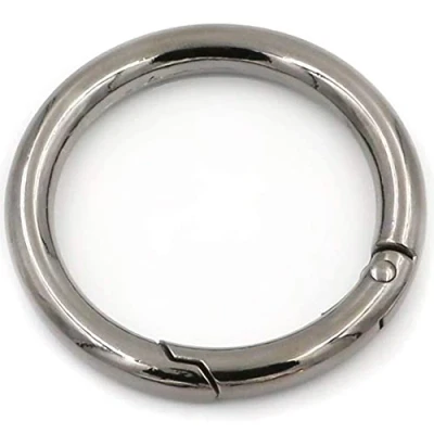 Afbeelding van Spring O ringen, 2 stuks veerklikhaken, OD Φ34 mm ronde karabijnhaak klikclip, klemsluiting sleutelhanger gesp voor tassen portemonnees handtas riem (zwart)