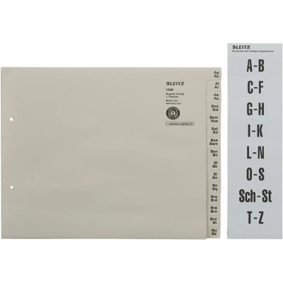 Afbeelding van LEITZ Touw papier register, A Z, voor 24 bestanden, grijs