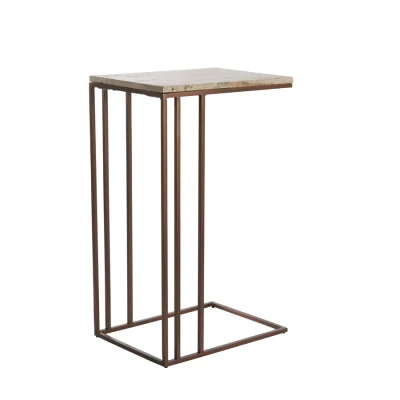 Afbeelding van Light &amp; Living Roshan bijzettafel 41x31x66 cm travertin bruin/donkerbruin Metaal