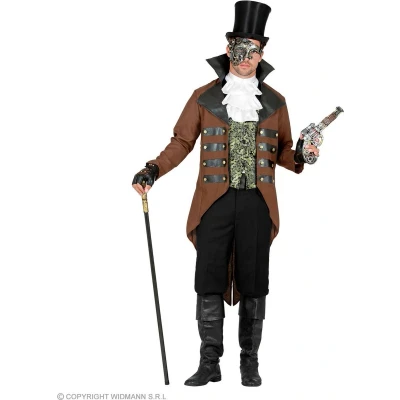 Afbeelding van Widmann Steampunk Kostuum Futuristische Steampunker Bruce Man Groen, Bruin, Wit / Beige Medium Large Carnavalskleding Verkleedkleding