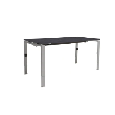 Afbeelding van Linesto N4 bureau, hoogte instelbaar (65 85cm) met 120x80cm Schaduwzwart zwevend 25mm blad en aluminium (RAL9006) vierpoot N frame (poot rechthoekig 66 x 26 mm.), (met geïntegreerde kabelgoot)