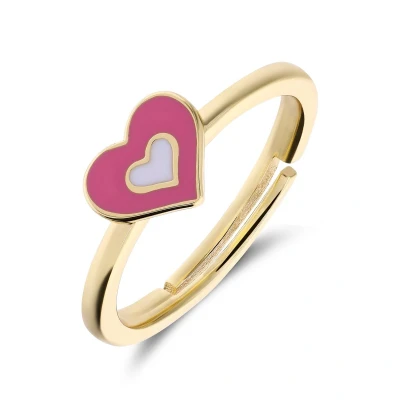 Afbeelding van Lucardi Kinder Zilveren goldplated Ring emaille roze 925 Zilver Goudkleurig 12.50 / 40 mm