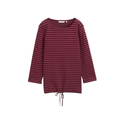 Afbeelding van TOM TAILOR Damesshirt met lange mouwen en knoopdetails, 38592 Oxblood Red Stripe, 3XL