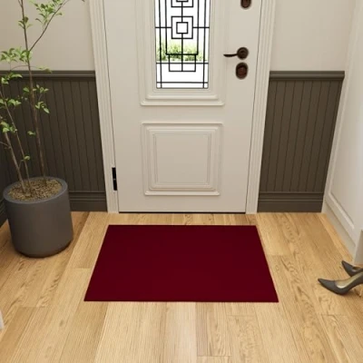 Afbeelding van Ottomanson Ottohome Collection anti slip rubberen achterkant solide ontwerp gebied tapijt/mat, 67cm x 90cm, rood